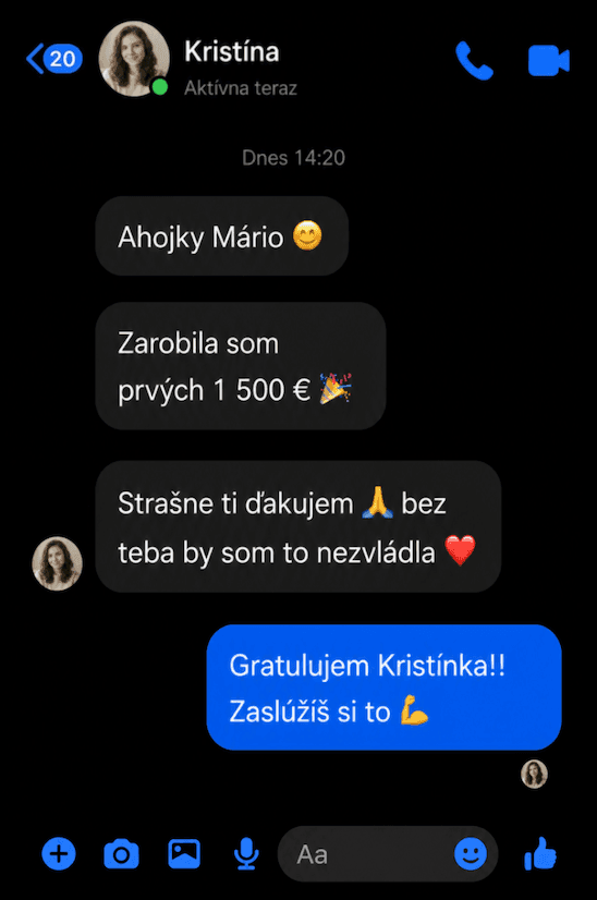 Správa od Kristíny o prvých zárobkoch